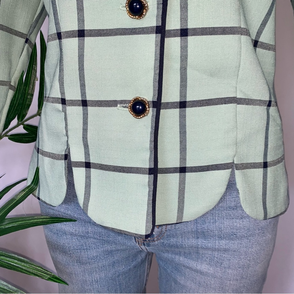 V I N T A G E :: Preppy Plaid Windowpane Boxy Sca… - image 7